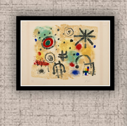 Quadro Com Moldura 30x42cm Joan Miró Obra Meteoros E Sinais