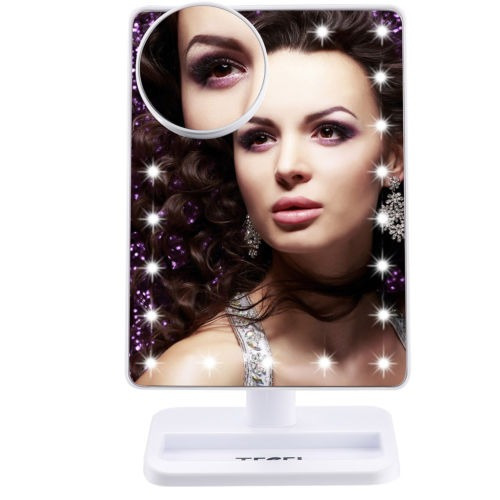 10 X Lupa Cosmética De Maquillaje Espejo 22 Led Iluminado Es