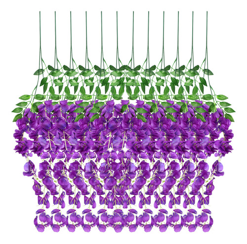 12 Unidades De Flores Colgantes Artificiales Con Glicinias P