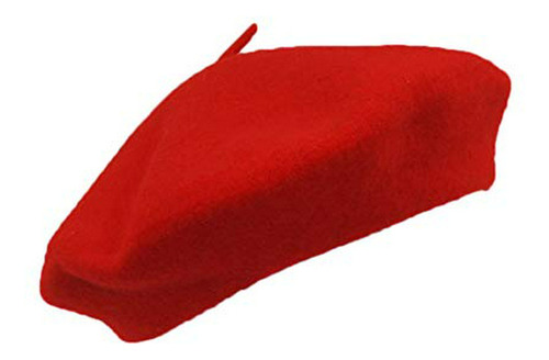 Clásico Francés Artista 100% Lana Beret Sombrero Rojo