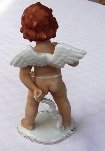 Monijor62-antiguo Angel Querubin Cupido Porcelana Alemana (Usado)