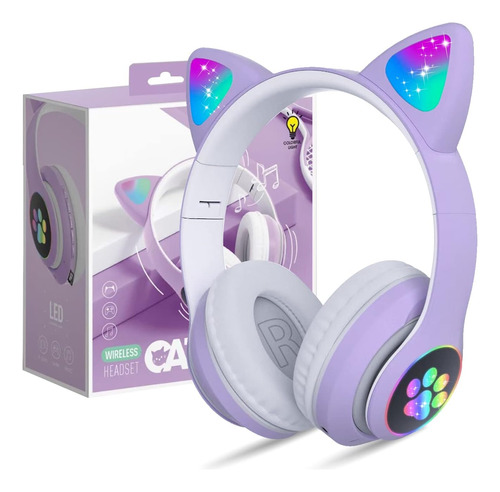 Kerhand Audífonos Bluetooth Para Niños, Cute Ear Cat Ear L