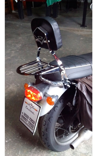 Sissy Bar Com Bagageiro Bonneville T120 Cromado V2 Custom