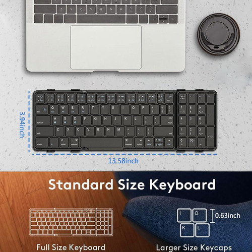 Teclado Bluetooth Plegable Con Teclado Numérico, Sin Costura