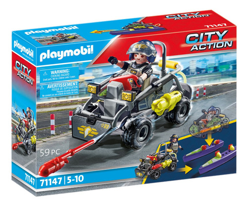 Figura Armable Playmobil City Action Fuerzas Especiales Quad Multiterreno 3+