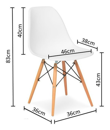 Imagen 4 de 6 de Set 4 Sillas Eames Dsw Clasicas Blancas Muebles Metinca