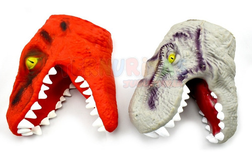Imagen 3 de 7 de Cabeza De Dino Titere Guante De Goma Gigante T-rex Raptor Sc