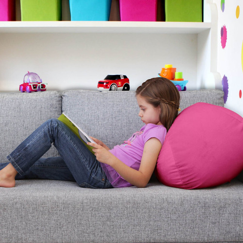 Imagem 4 de 5 de Puff Organizador Infantil Para Bichos De Pelúcia Rosa Escuro