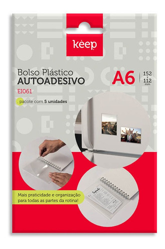 Bolso Plastico Autoadesivo A6 5 Pecas Keep - Ei061