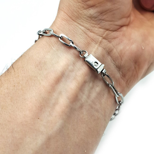 Pulseira Bracelete Masculino Aço Inox 17 A 21cm Elo Alongado