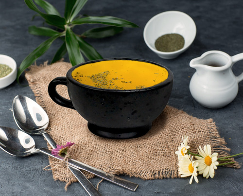 Tazón De Sopa Cerámica Grande Opaco Brillante Asa Pl Deco
