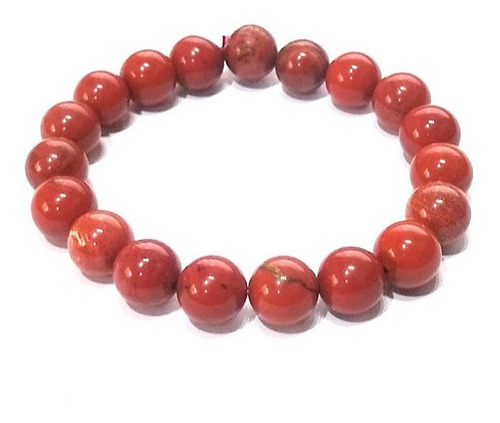 Pulseira Esferas 1cm Pedra Natural Jaspe Vermelho Sanguíneo