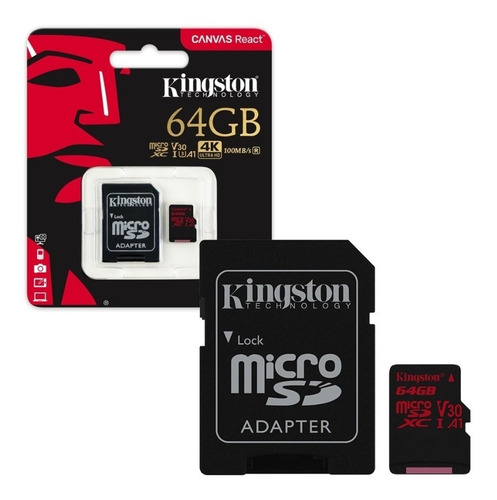Micro Sd Kingston 64gb 4k 100mb/s V30 A1 Con Adaptador Origi
