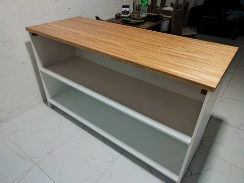 Isla De Cocina En Melaminico Y Finger Joint A Medida 150x60