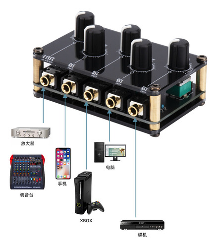 Mezclador De Audio, 4 Entradas Y 1 Salida, Mini Tarjeta De
