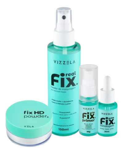 Kit Vizzela Fix Longa Duração Da Maquiagem 4 Itens