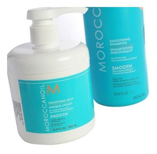 Imagen 5 de 5 de Moroccanoil Smooth Anti Frizz Shampoo 1000ml + Máscara 500ml