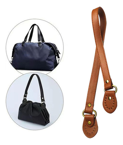 2 Asa De Bolso De Cuero De Pu Con Agujeros De Costura Correa