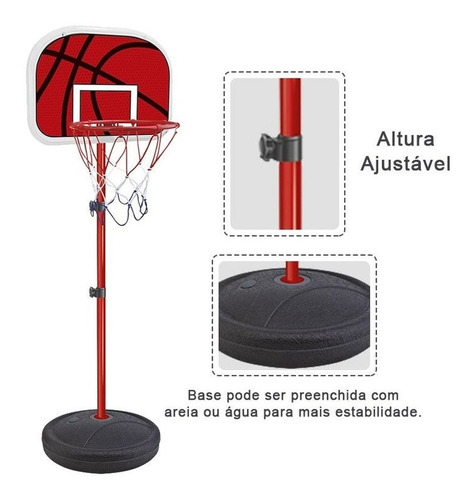 Imagem 2 de 5 de Cesta De Basquete Infantil Ate 2,02m Com Bola Inclusa Dm Toy