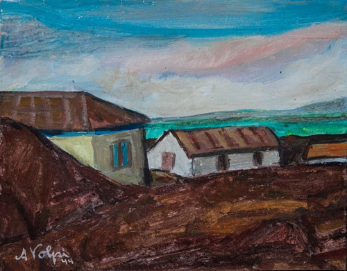 Alfredo Volpi , Oleo S/ Cartão , 19x21cm ! Moldura Jacarandá