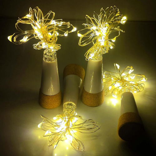 5 Lámpara De Corcho Para Botella De Vino, 20 Led, 2 M De
