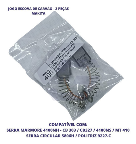 Escovas De Carvão Serra Mármore Makita 4100nh Cb303 2 Peças