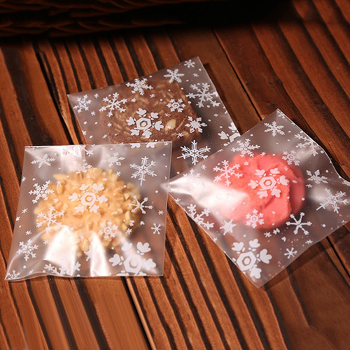 Redb 100pcs Round Dot Snowflake Self-sealing Packaging Bag