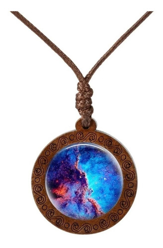 Collar Cristal Madera Galaxia Constelación Nebulosa Mujer