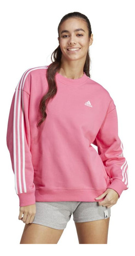 Polerón Deportivo Mujer adidas Essentials 3 Tiras Rosado