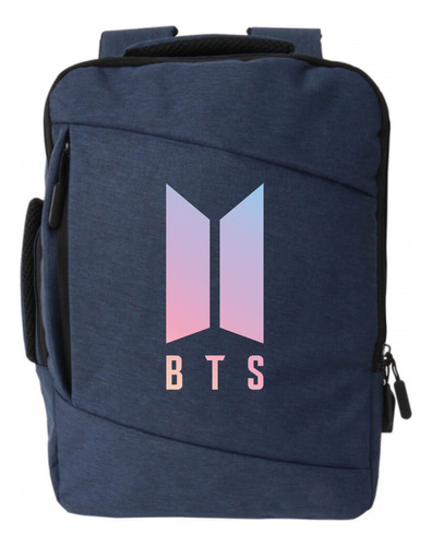 Morral Espalda Bts K-pop Maleta Portafolio Azul 