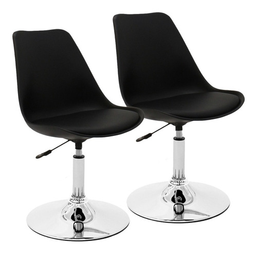 Par De Sillas Tulip Eames X2 Negra Con Base Varios Colores