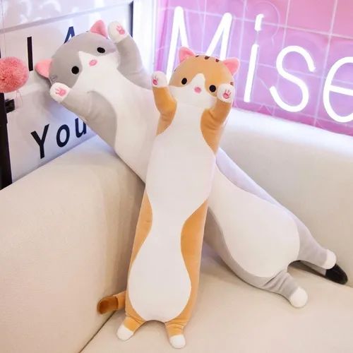 Peluche Almohada Coj n Gato Largo Kawaii Meme 90cm