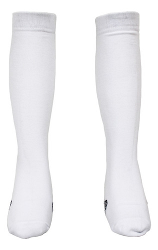 Calceta Blanca Larga Escolar Para Niñas Lisa Algodón 6 Pares