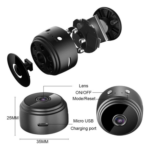 Mini Cámara Espía Ip Wifi A9, Batería Portátil Magnética, 1