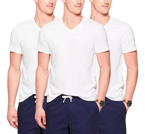 Pack 3 Polos Cuello V Para Hombre De 100% Algodón