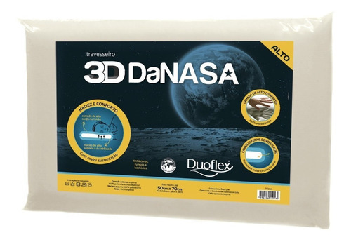 Travesseiro Danasa Alto 3d 13cm Altura Macio - Duoflex