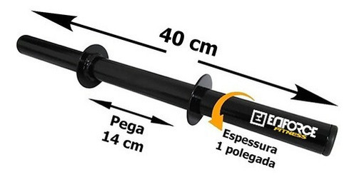 Kit con 2 barras huecas y mancuernas de 40 cm con clips de refuerzo, color negro