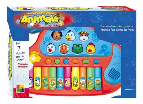 Teclado Musical Animais Fazendinha 7 Sons Educativos Infantil Bebe