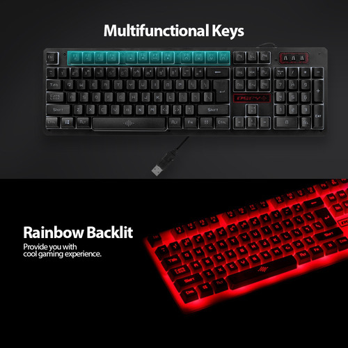 Combo Mouse Com Teclado Gaming Com Fio Usb