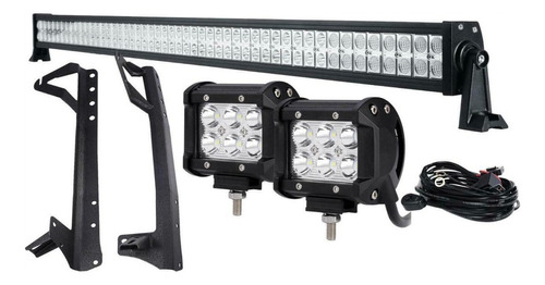 Kit Barra Led 52  Brackets Faros 700w Jeep Wrangler Jk 07-17