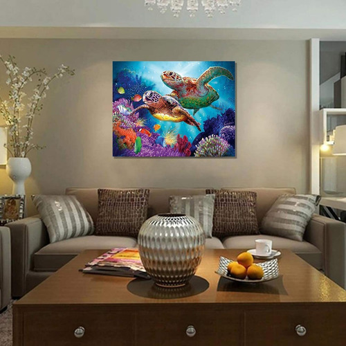 Pinza Taladro Skryuie 5d Diamante Pintura Tortuga Mar Comple