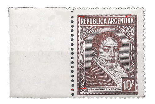 Argentina Rivadavia Hombro Redondo Variedad Manchas $$ Mint