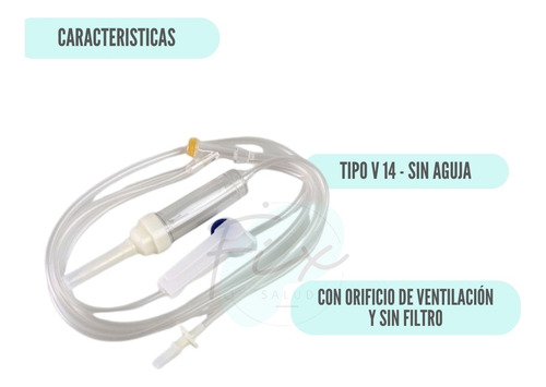 Guia Para Suero V14 Macrogoteo C/ruedita Libre Latex X 25und