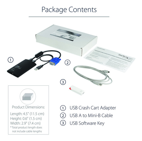 Startech Notecons02 Consola Kvm Usb 2.0 Con De Archivos/captura De Video, Adaptador Crash Cart Para Laptop