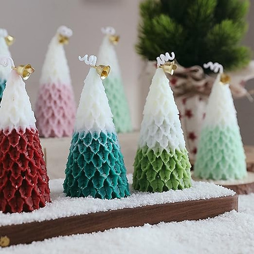 Molde Silicona Vela Arbol De Navidad Pino Navideño Color Blanco