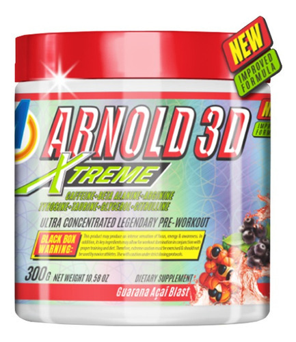 Pre Treino Arnold 3d Extrem Legendary 300gr Arnold Nutrition Sabor Guaraná c/ Açaí