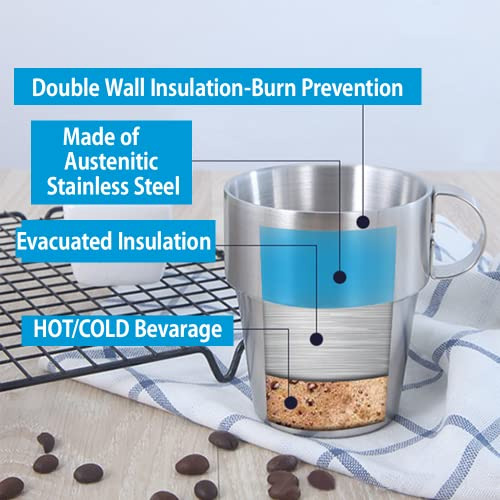 Tazas De Café De Metal De Acero Inoxidable, Apilables Con So