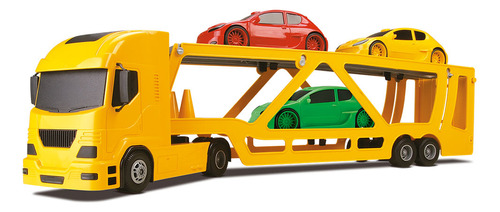 Caminhão Cegonha Pollux Infantil Carros Speedy Car E Cone Cor Amarelo