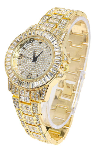 Reloj De Oro Halukakah Con Diamantes Helado, Pulsera De Cuar