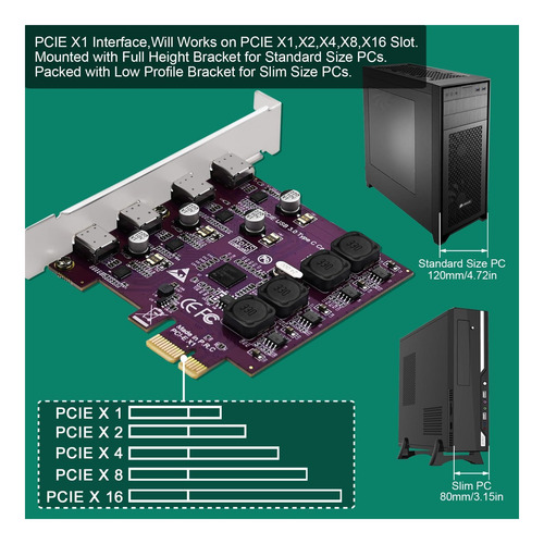 Febsmart 4 Puertos Usb-c De 5 Gbps Pci Express Usb 3.0 Card